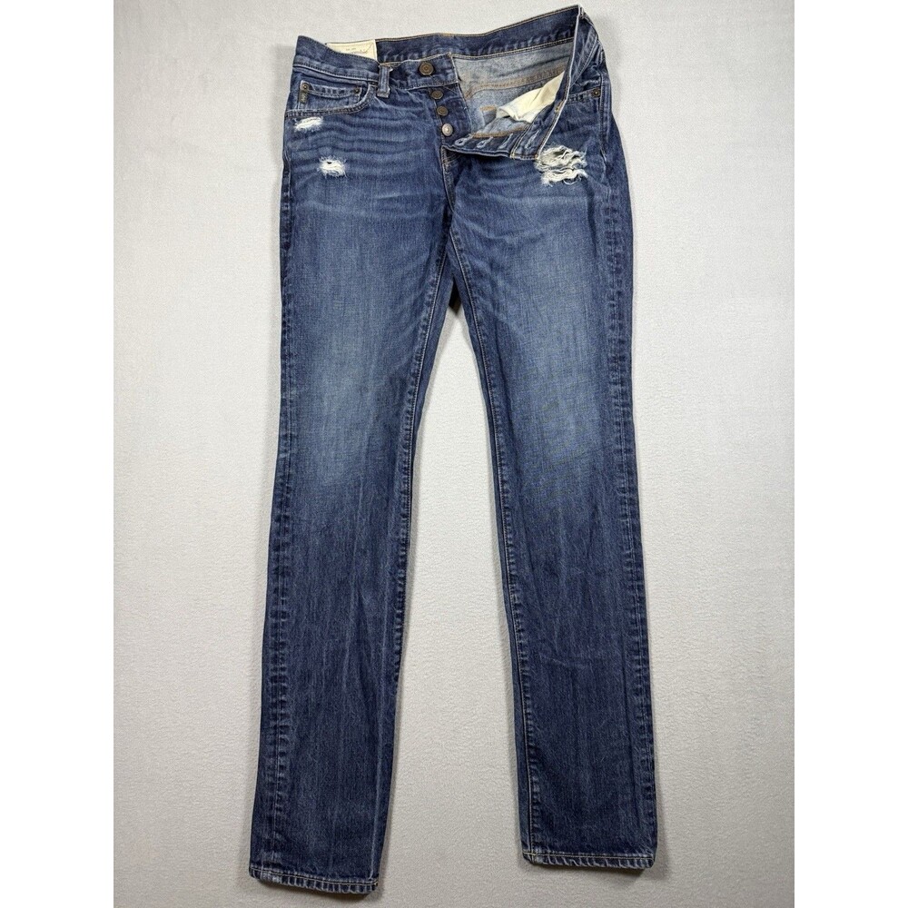 Abercrombie Fitch Y2K Mens 32x36 Skinny Jeans Distressed Button Fly 100% Cotton